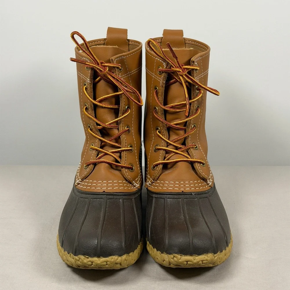 L.L. Bean Kids Size 4M Bean Boots 8-inch Duck Boots Tan Brown Made in USA 229685